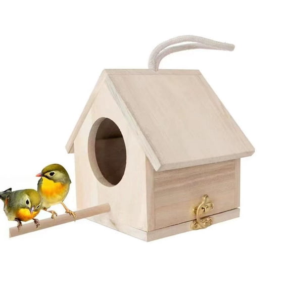 Handcrafted Wooden Birdhouse for Outside Hanging, Observation Nest Box with Clear Window for Kids & Adults, DIY Paintable Home for Finch Hummingbird Bluebird Garden Deck Decor