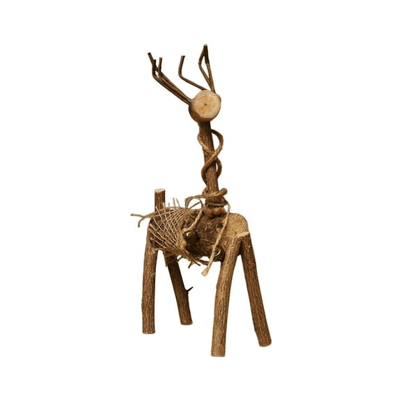 Handcrafted Wooden Couple's Mini Reindeer Desktop Decorative Animals Figurine Gift