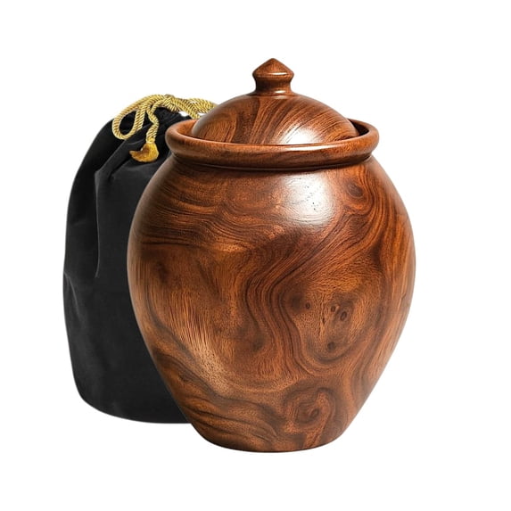Handcrafted Wooden Cremation Urn for Human Ashes - Adult Sized Urn for Ashes - Hold Up to 200 Cubic Inches - Premium Velvet Bag Includeded