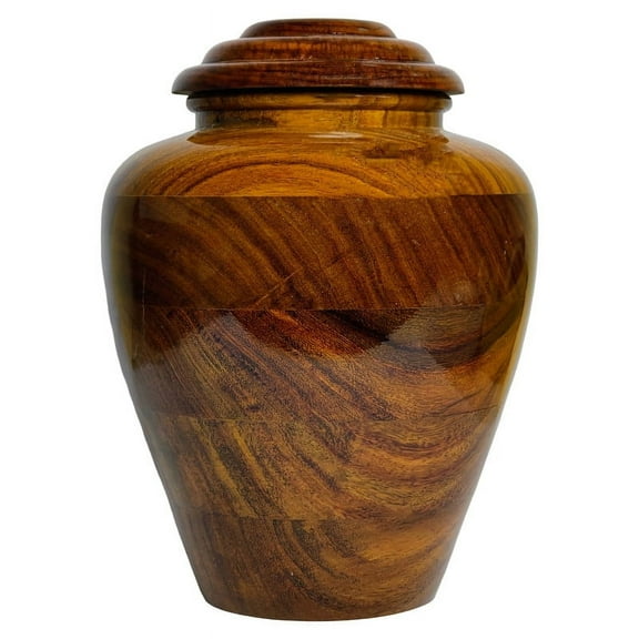 Handcrafted Wooden Cremation Urn with Epoxy Resin Finish - 6.5x6.5x10.5 Inches - Memorial Urn Featuring Gold Leaf Floral Motifs