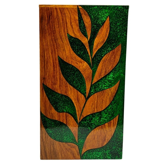 Handcrafted Wooden Cremation Urns: Exquisite Inlay & Engraving - Artistic Memorials for Ashes I Living Memory I Size Small