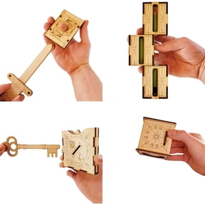 Handcrafted Wooden DIY Magic Set, Magic Pencil Box, Word Through Finger Magic Trick, Key Through Coin Magic,Sword Through Finger Magic Trick,DIY Magic Set 4pcs