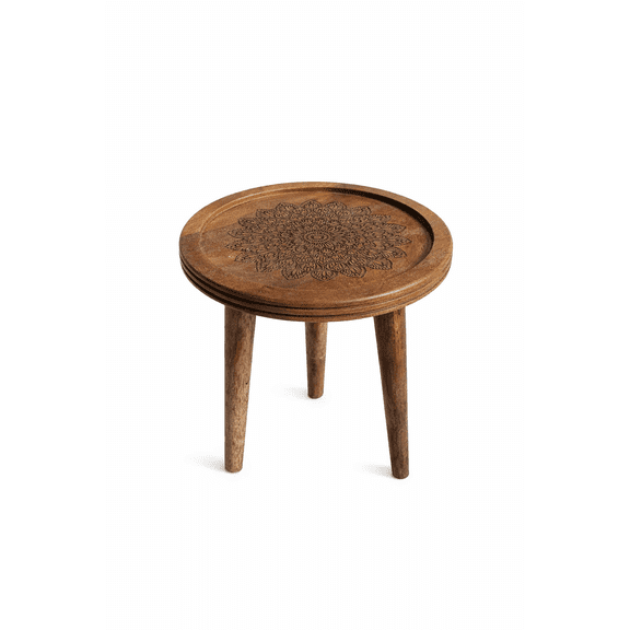 Handcrafted Wooden Engraved Design Round Shape table For Living room Sofa side Study room Decor Table