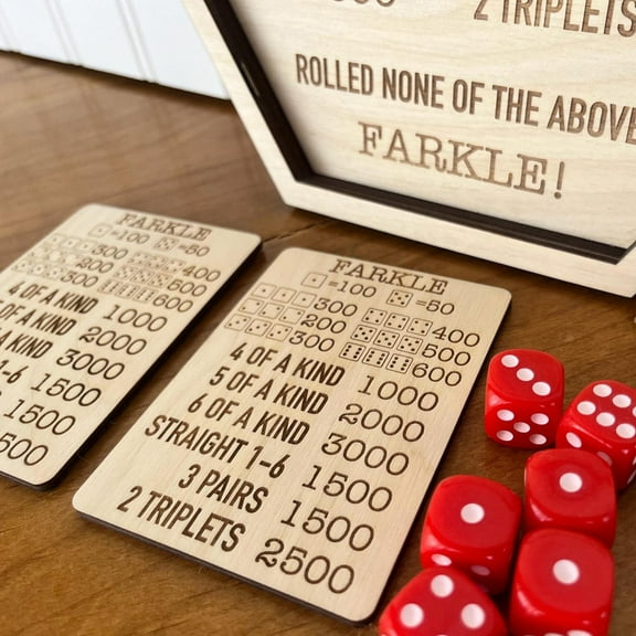 Handcrafted Wooden Farkle Dice Game Tray With Storage Compartments Travel Board Game For Family Strategy Fun