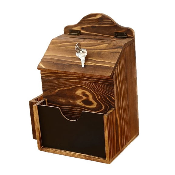 Handcrafted Wooden Feedbacks Box Featuring Lockable Slot Removable Writing And Storage Compartment For Office Decoration
