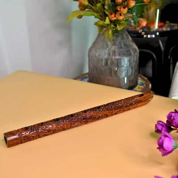 Handcrafted Wooden Flute/Bansuri Woodwind Flute Musical Mouth Instrument (Size-13 Inch Approx.)