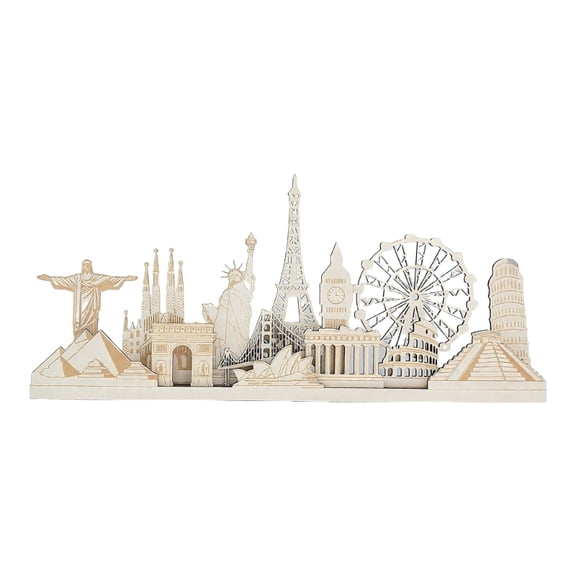 Handcrafted Wooden Global Landmark Sculptures For Home Office Decoration