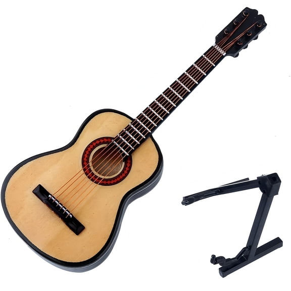 Handcrafted Wooden Guitar Model with Display Stand, Unique Music Decor for Home, Office