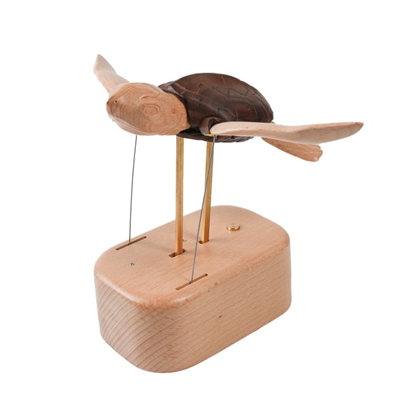 Handcrafted Wooden Kinetic Sea Turtle Sculpture - Fluid Motion Turtle Desk Decor, Natural Wood Art Piece, Unique Gift for Men Dad Husband, No Assembly