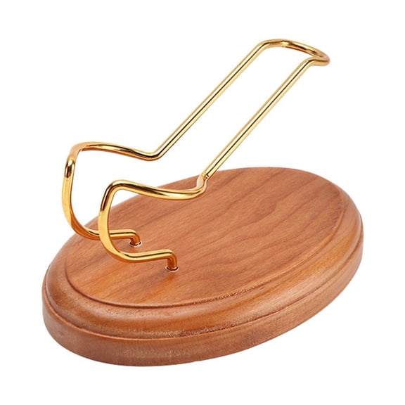 Handcrafted Wooden Pipe Stand with Golden Metal Holder, Premium Smoking Pipe Display Rack for 1 to 6 Pipes - Elegant Desk Organizer for Home, Office, Study