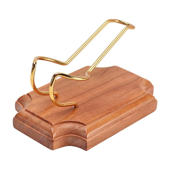 Handcrafted Wooden Pipe Stand with Golden Metal Holder, Premium Smoking Pipe Display Rack for 1 to 6 Pipes - Elegant Desk Organizer for Home, Office, Study