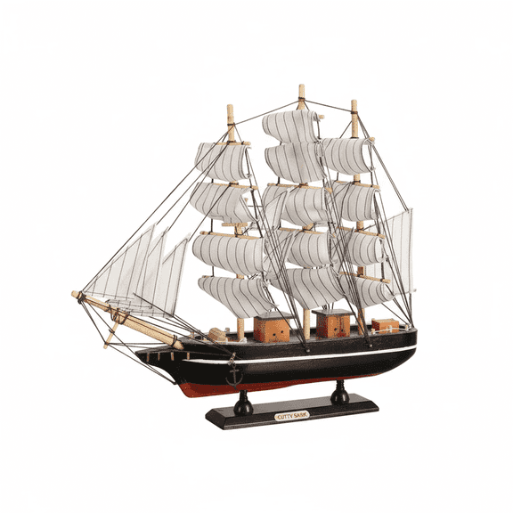 LUMIARTISAN Wooden Sailboat Decor Deluxe Edition Coastal Style - Nautical Model - Black