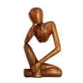 thumbnail image 1 of Handcrafted Wooden Thinking Man Sculpture - 12" Abstract Art Figurine for Home & Office Décor, 1 of 9