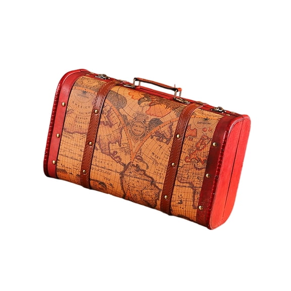 Handcrafted Wooden Travel Chest with Metal Clasp & Faux Leather Straps, Multi-Purpose Storage for Home Decor Essentials