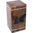 thumbnail image 1 of Handcrafted Wooden Urns for Human Ashes Adult Large - Rosewood Cremation Urn for Ashes - Burial Urn for Columbarium - Funeral Urn Box (Floral Butterfly, 250 LB - Hardwood), 1 of 3
