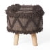 Handcrafted Wool & Cotton Ottoman, 16x16 Inch Natural Fiber Ottoman, Artisanal Dark Brown Footrest for Living Room, Bohemian Home Decor