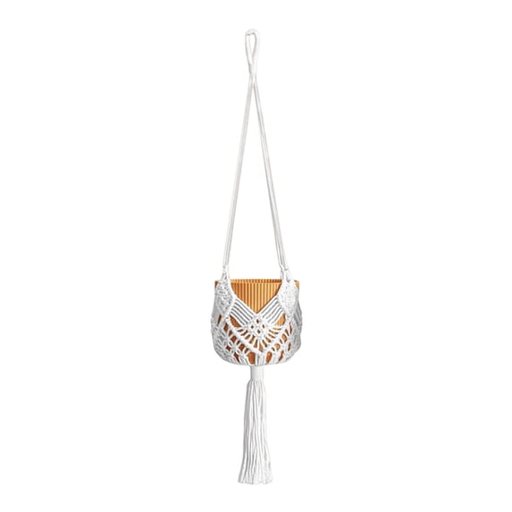Handcrafted Woven Hanging Flower Basket with Soft Cord for Indoor Outdoor Plant Display and Space Saving Decor