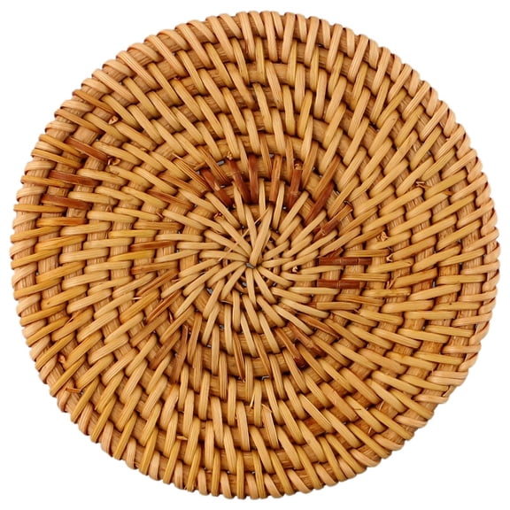 Handcrafted Woven Rattan Coaster Multi-Use Heat Insulation Anti Scald Round Tea Cup Mat Pot Cushion Pad For Table Decoration