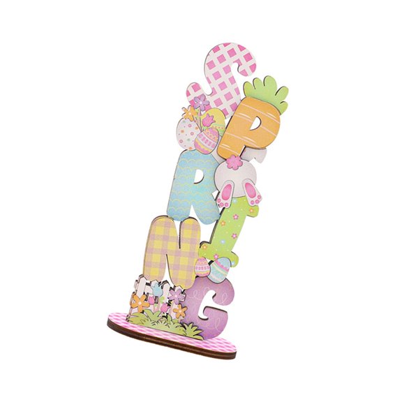 Handcrafteds Easters Bunnys and Alphabets Display for Tabletop Or Bookshelfs Decoration