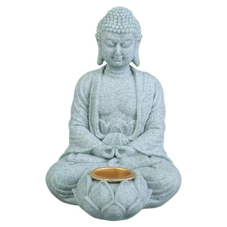 Handcrafts Buddhas Tealight Holder Stone Meditation Statue Figurine Sculpture for Home or Garden Decoration