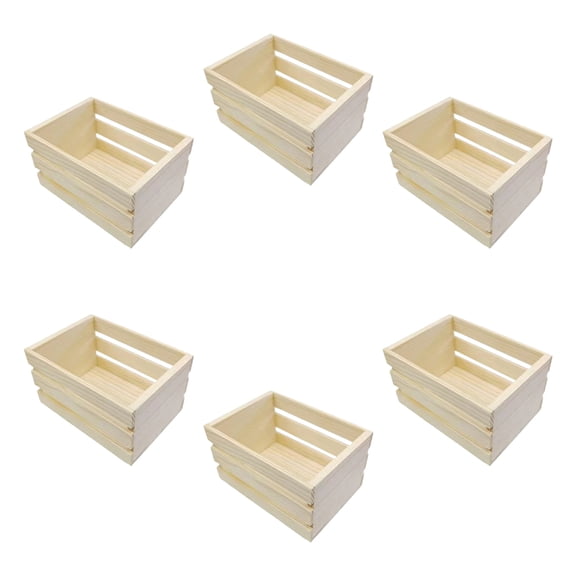 Handcrafts Miniature Wooden Storage Box Crafts Basket Nesting Crate Box For Home Offices Desktop Organization