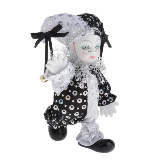Handcrafts Porcelain Clown Figurine with Antique Design Intricated Detail And Fun Face Expression Home Desk Decoration
