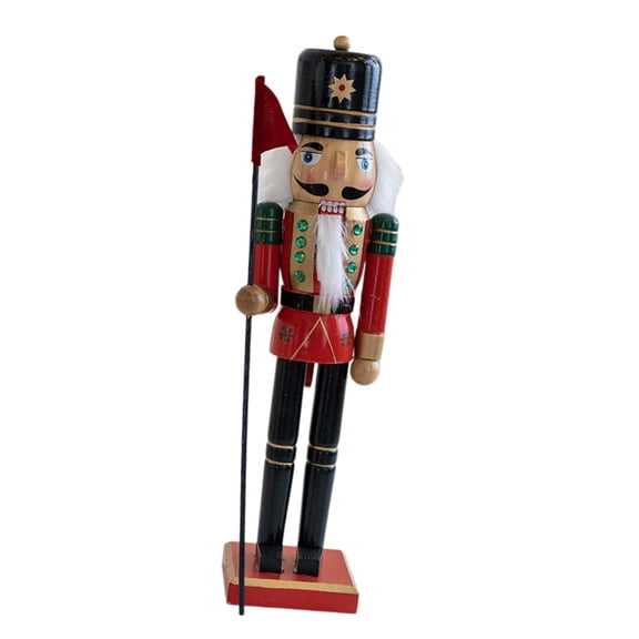 Handcrafts Wood Nutcrackers King Soldier 38cm Collectible Figure Toy Christmas Ornament Puppet for Seasonal Display