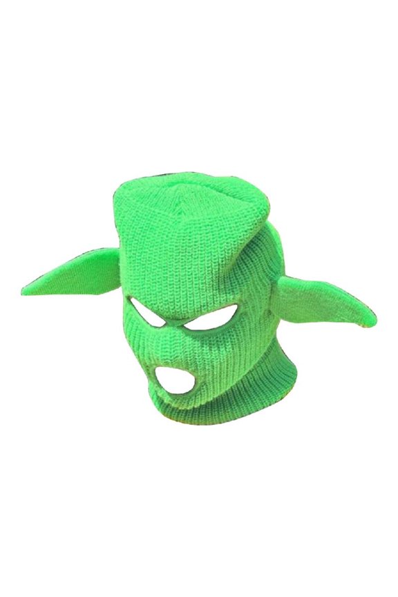 Handcrochet Face Hat Unisex YodaEar Balaclava Hat Theme Party Novelty Beanie Teens Winter Warm Windproof Cap