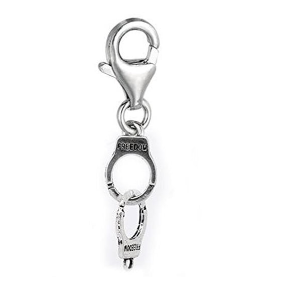 Handcuff Clip On Dangle Charm Pendant for European Clip on Charm Jewelry w/ Lobster Clasp