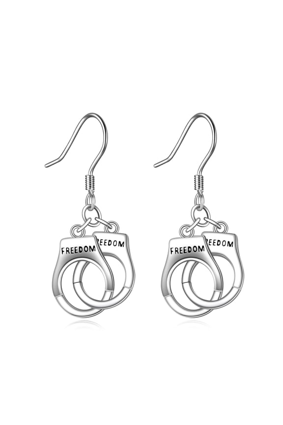 Handcuff Dangle Earrings 925 Sterling Silver Handcuff Drop Earrings Police Jewelry Gift For Women