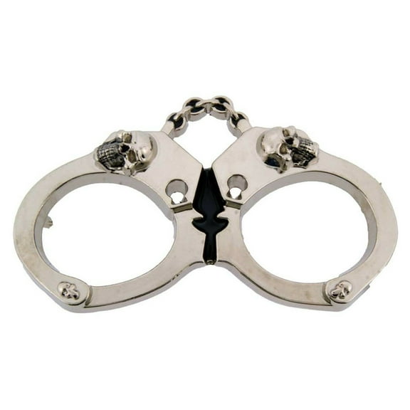 Handcuffs Belt Buckle Rock Rebel Skull Silver Metal Halloween Costume Pirate New