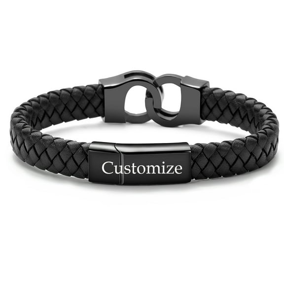 Handcuffs Keepsake Urn Bracelet for Ashes Loved One Cremation Jewellery for Ashes Medallion Memorial Braided Leather Bangle Gift for Women Men