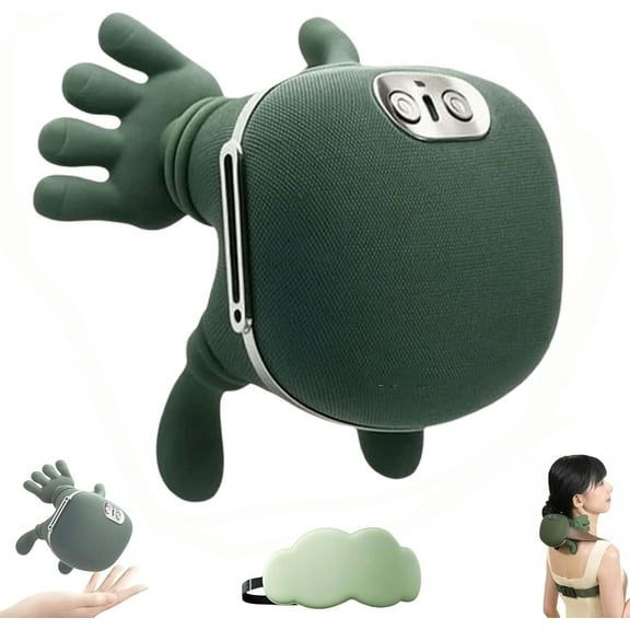 Handcura Neck Massager, Handease Pro Massager, Bionic Hand Design for Warm and Comfortable Relief, 3 Massage Modes, Fast Charging, Lightweight and Durable, Ergonomic for Indoor Use (Green+Eye Mask)
