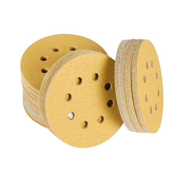 Handdo 100Pcs Hook and Loop Sanding Discs 5 Inch 8 Hole 80-Grit Hook and Loop Sandpaper Pads Orbital Sander Sandpaper Sanding Disc for Polishing Accessories