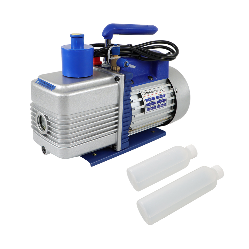 Handdo 110V Single-Stage Rotary Vane HVAC 9.6 CFM 1 HP Air Vacuum Pump with Oil Bottle