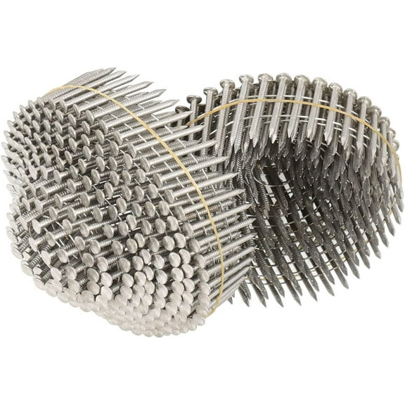 Handdo 1200 Count Stainless Siding Nails 15 Degree 1-1/4 Inch x 0.09 Inch, Small Cap Coil Stud for Wood and Plastic