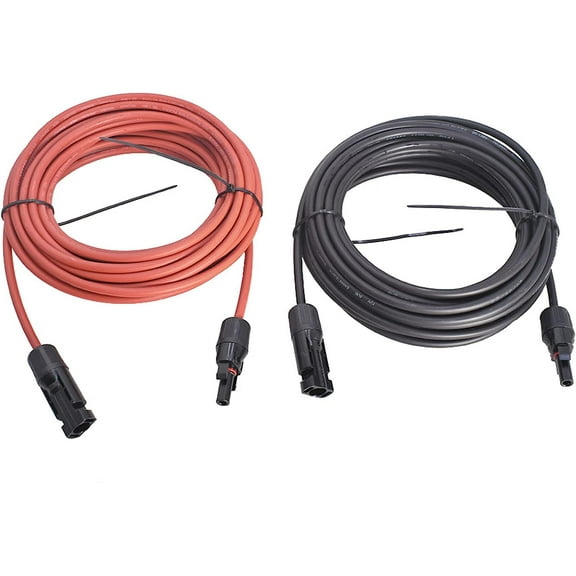 Handdo 15FT Solar Panel Extension Cable Wire with Male and Female Connector Black and Red 12AWG