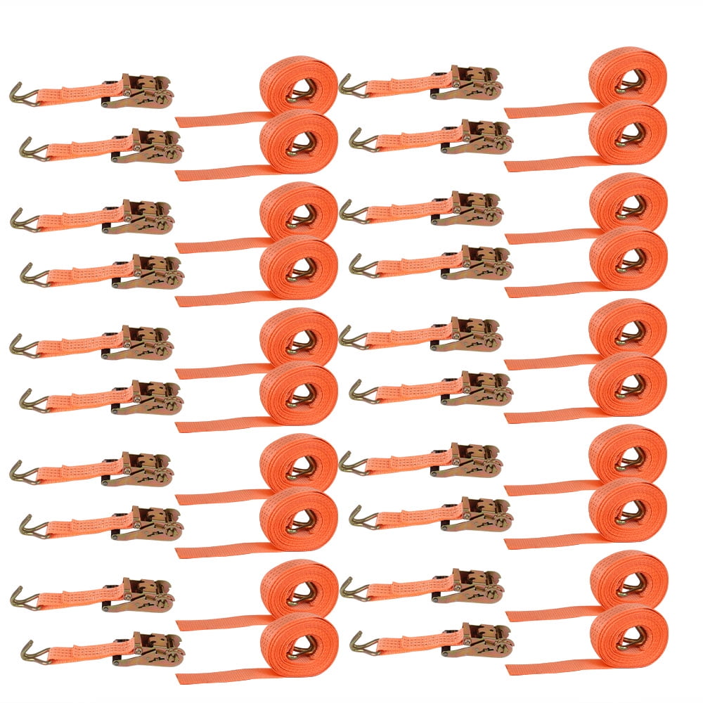 Handdo 20 Pack 1.5" x 15' Ratchet Straps J Hooks Heavy Duty Cargo Tie Downs