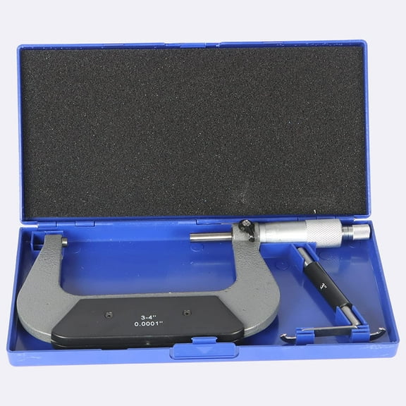 Handdo 3-4 in Precision Outside Micrometer W/Box, 0.0001 Graduation Precision Machinist Tool Outside Micrometer with Carbide Tip for Precision Measurement Work