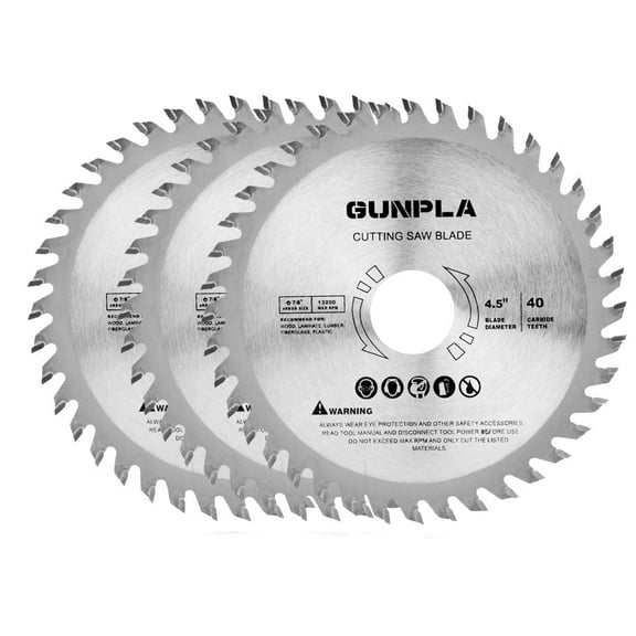 Handdo 3Pcs 4-1/2 Inch 40 Teeth Metal Cutting Saw Blade Wood Cutting Circular Saw Blade with 7/8 Inch Arbor Fit for Wood Plastic Metal Tile Cutting