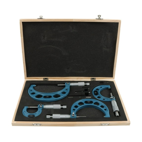 Handdo 4-Pack Outside Micrometer Set 0-4In Precision Machinist Tools W/Carbide Tips and Ratchet Stop