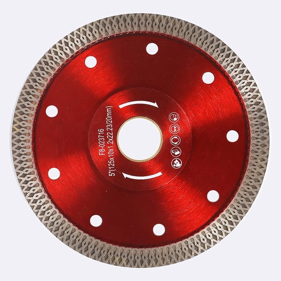 Handdo 5 Inch Super Thin Dry Wet Diamond Porcelain Saw Blades with X Teeth Turbo Mesh Rim Super Thin Diamond Tile Blade for Cutting Marble, Granite, Brick and Concrete