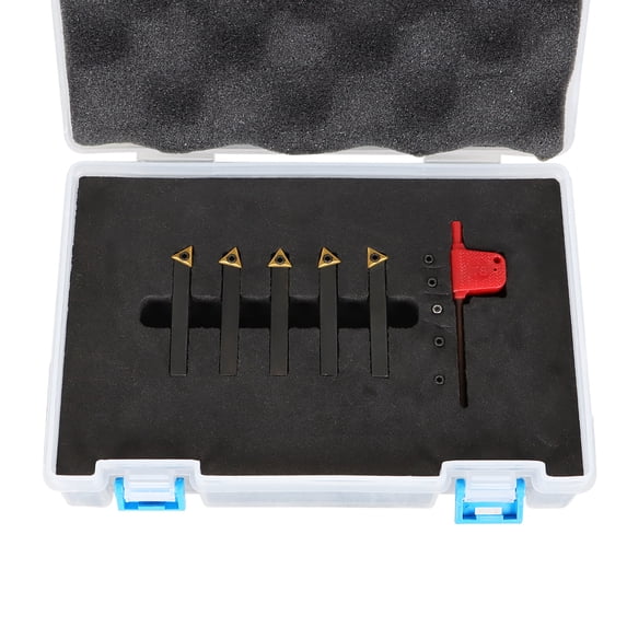 Handdo 5 Pieces/Set 1/4'' Carbide Indexable Turning Tool Set in Fitted Box For Lathe