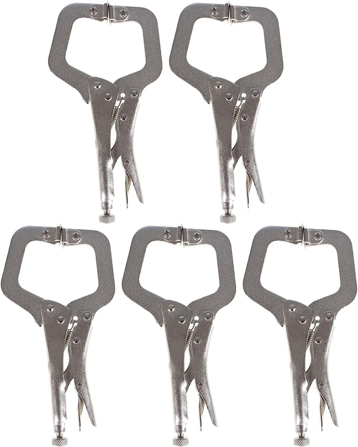 Handdo 5Pcs 6 Inch Locking C Clamps with Swivel Pads Locking Alloy Steel C Clamps Set Heavy Duty C-Type Locking Plier Table and Tool Vise Grip