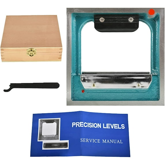 Handdo 6 x 6 x 1-1/2Inch Precision Machinist Frame Spirit Level 303-950, Accuracy 0.0002 Inch with Wooden Box