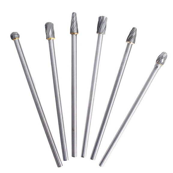 Handdo 6pcs 10mm Rotary Aluminum Cut Burr 6mm 1/4" Shank 150mm Long Reach Carbide Burs