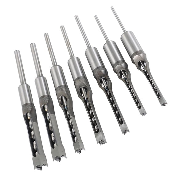 Handdo 7Pcs Square Hole Drill Bit, High Speed Steel Sharp Durable Mortising Chisel Set 6/25, 1/4, 5/16, 3/8, 2/5, 1/2, 9/16 Inch