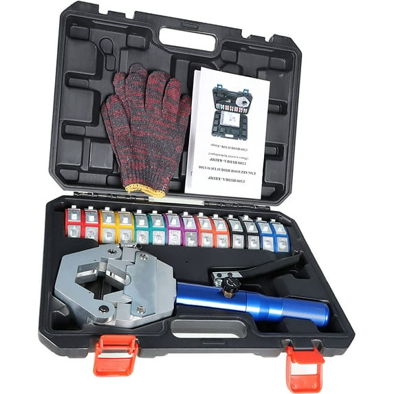 Handdo Hydraulic Crimper - A/C IG-71500 Hydraulic Clamp Crimping Tool Hydraulic AC Hose Crimper with 7 Pairs of Dies
