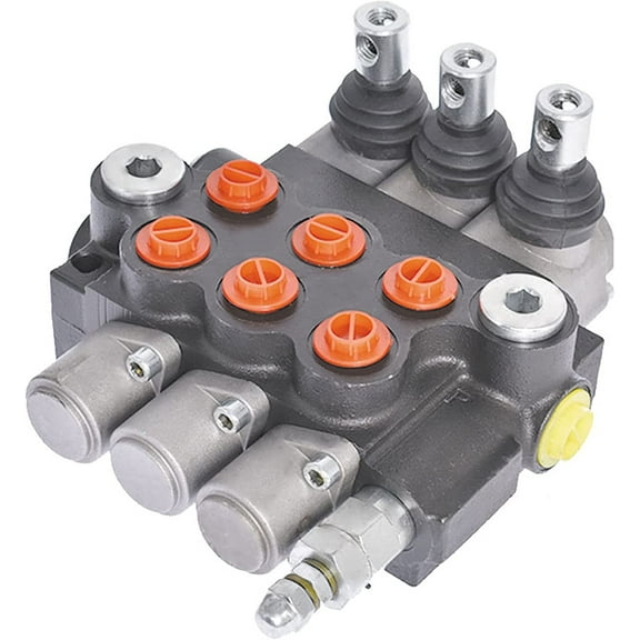 Handdo Hydraulic Valve 3 Spool 11 GPM 3600 PSI SAE Ports Double Acting Hydraulic Valve Adjustable Relief Lever Handle Fit for Small Tractors Tractors Loaders 