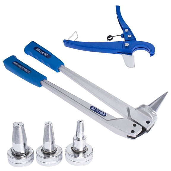 Handdo Manual Expander Tool Kit PEX Expansion Tool Kit with 1/2 Inch 3/4 Inch 1 Inch Expander Heads and Tube Cutting Plier Meets ASTM F1960 Standard